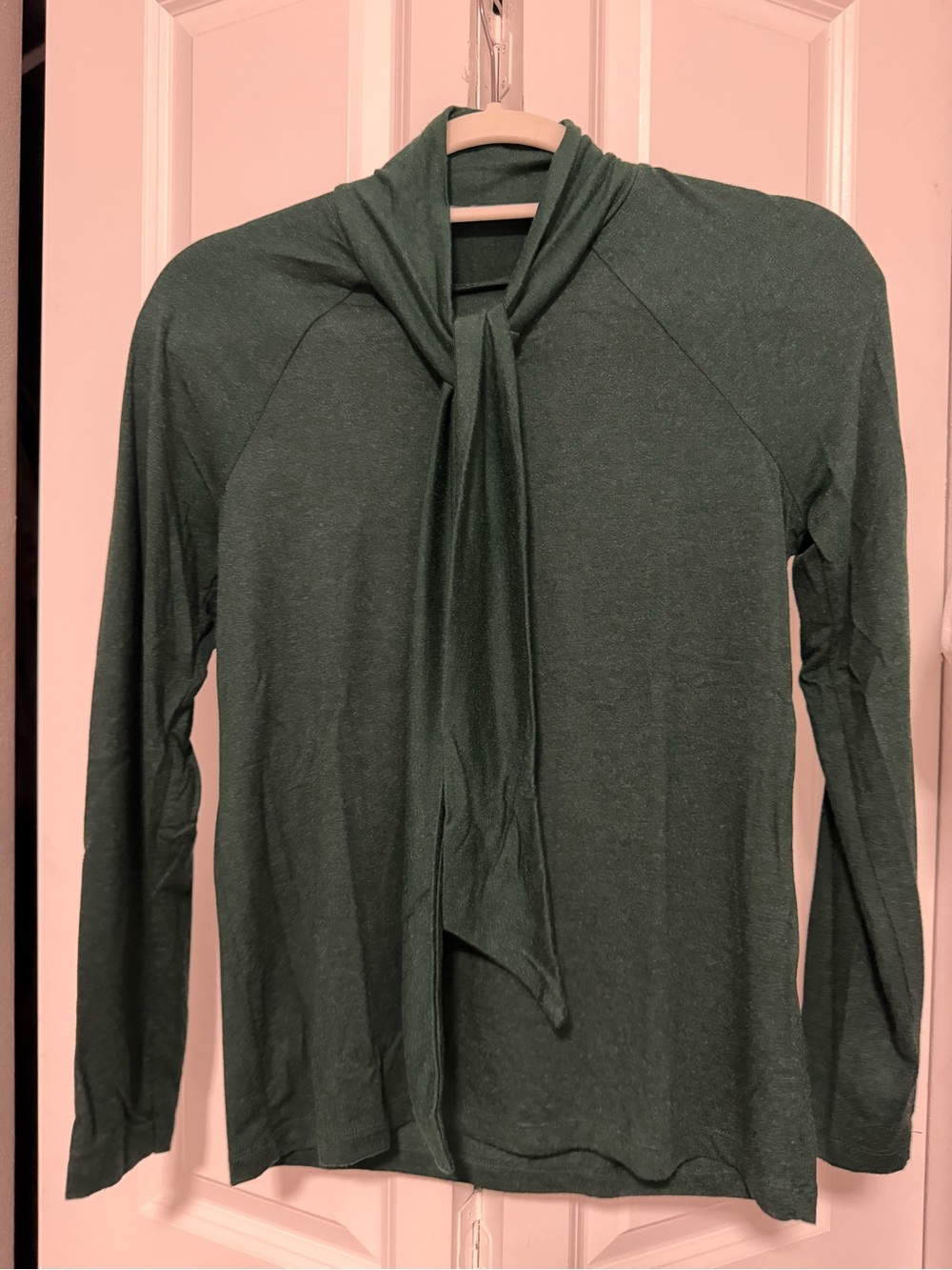 Zara Forest Green Tie-Neck Long Sleeve Top